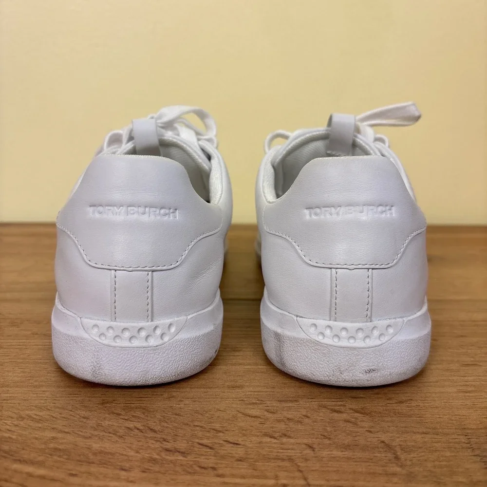 TORY BURCH Howell Court Sneaker All White Women Size 9.5 Leather Low Top Casual